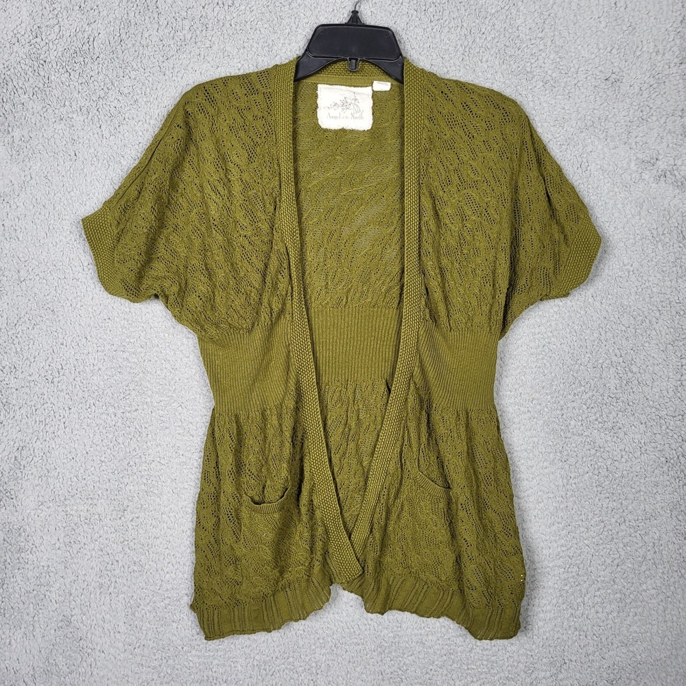 Angel of the North Women's light-weight Cardigan Short Sleeve Sweater Top Sz S